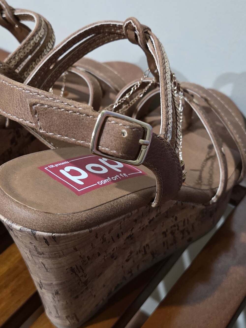 POP Electricity Cognac Wedge Shoes NEW - Picture 9 of 12